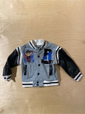 CP Dry Goods Gray & Black Varsity Jacket with Bear Patch 24 Months (SJ)
